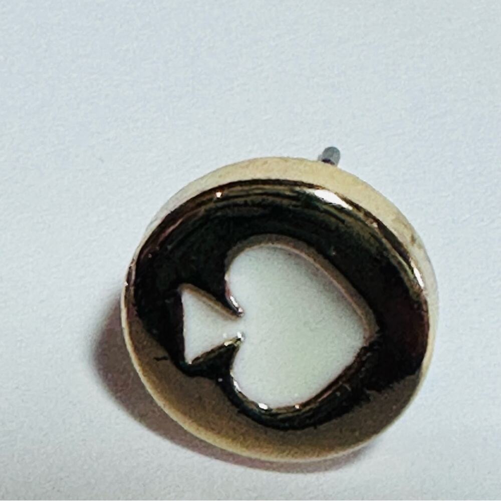 Kate Spade - Spot The Spade, White and Gold Stud Earrings, NWT - Picture 5 of 6